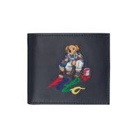 Navy Polo Bear Leather Wallet 241213M164002