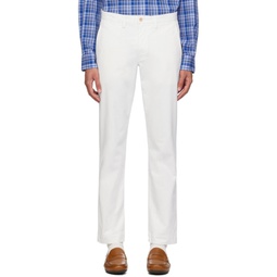 White Straight Fit Trousers 241213M191014