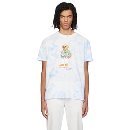 White   Blue Beach Club Bear T Shirt 241213M192024