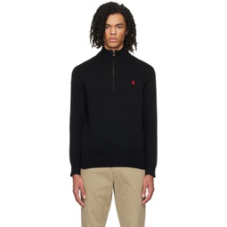 Black Half Zip Sweater 241213M202014