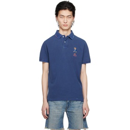 Navy Embroidered Polo 241213M212027