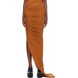 Orange Floor Length Maxi Skirt 241232F093011