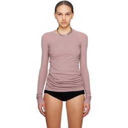 Pink Crewneck Long Sleeve T Shirt 241232F110061