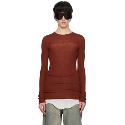 Brown Ribbed Sweater 241232M201030