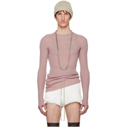 Pink Ribbed Sweater 241232M201031