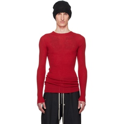 Red Ribbed Sweater 241232M201037