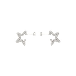 Silver Crystal Clear Rhinestone Star Earrings 241236F022000