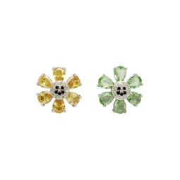 SSENSE Exclusive Green   Yellow Happy Flower Earrings 241236F022013