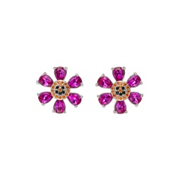SSENSE Exclusive Pink   Silver Happy Flower Earrings 241236F022014