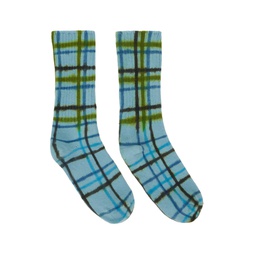 Blue   Green Aurora Plaid Socks 241236F076008