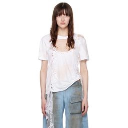 White Nash Lace T Shirt 241236F110003