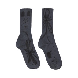 Gray Flower Burst Socks 241236M147008