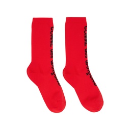 Red Ribbed Socks 241245F076005