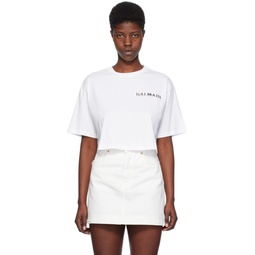 White Cropped T Shirt 241251F110003