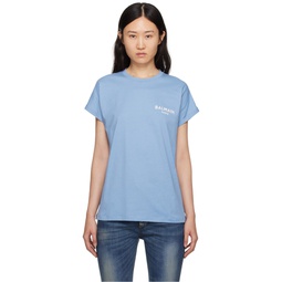 Blue Flocked T Shirt 241251F110011