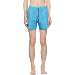 Blue Printed Swim Shorts 241251M208005