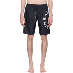 Black Printed Swim Shorts 241251M208011