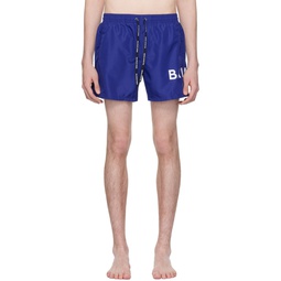 Blue Printed Swim Shorts 241251M208015