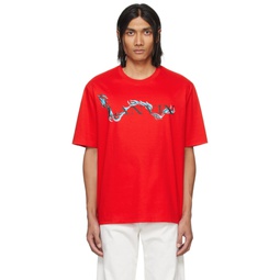 Red Printed T Shirt 241254M213000