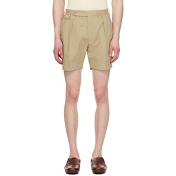 Tan Pleated Shorts 241261M193001