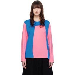 Pink   Blue Layered Long Sleeve T Shirt 241270F110002