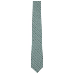 Green   Blue Gancini Print Silk Tie 241270M158005