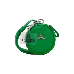 Green Phone Lanyard Faux Leather Pouch 241314M171040