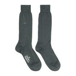 Gray Plain Socks 241314M220018