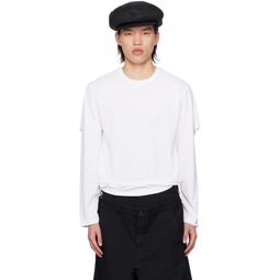 White Layered Long Sleeve T Shirt 241347M213005