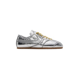Silver Leather Sneakers 241358F128003