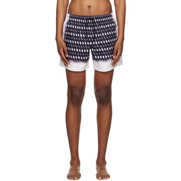 Navy Printed Swim Shorts 241358M193001