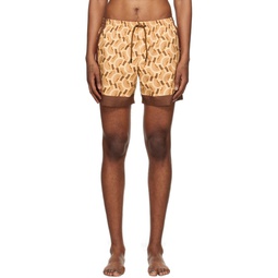 Yellow Printed Swim Shorts 241358M208003