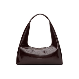 Brown Crinkled Leather Shoulder Bag 241369F048038