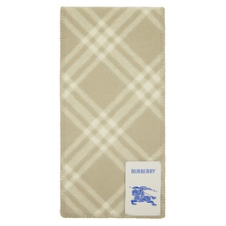 Off White   Taupe Check Wool Scarf 241376F028007