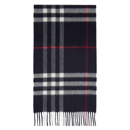 Navy Check Cashmere Scarf 241376F028027