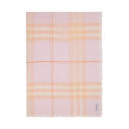 Pink Check Wool Scarf 241376F028032