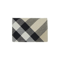 Taupe   Black Check Business Card Holder 241376F037012