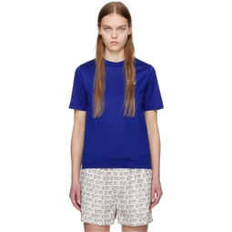 Blue Embroidered T Shirt 241376F110014