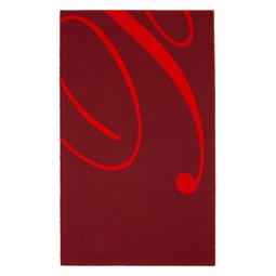 Burgundy   Red Logo Wool Silk Scarf 241376M150013