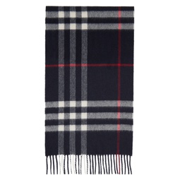Navy Check Cashmere Scarf 241376M150041