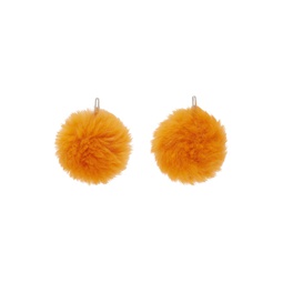 Orange Pom Pom Earrings 241379F022006