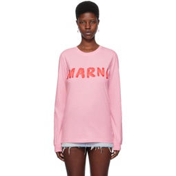 Pink Printed Long Sleeve T Shirt 241379F110012