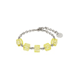 Silver   Yellow Dice Charm Bracelet 241379M142006