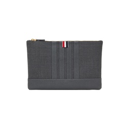 Gray Large Wool 4 Bar Pouch 241381M171003