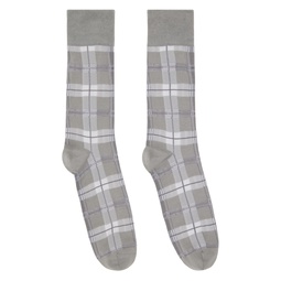 Gray Check Socks 241381M220004