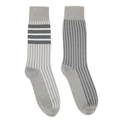 Gray Fun Mix Seersucker Jacquard Socks 241381M220011