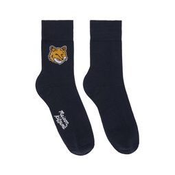 Navy Fox Head Socks 241389F076001