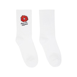 White Floating Flower Sporty Socks 241389F076002