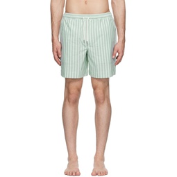 Green Striped Shorts 241389M208001