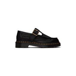 Black Adrian T Bar Leather Loafers 241399F121024